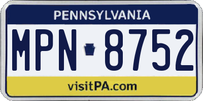 PA license plate MPN8752
