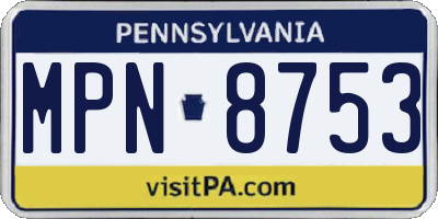 PA license plate MPN8753