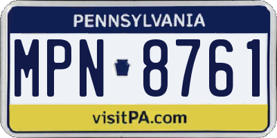 PA license plate MPN8761
