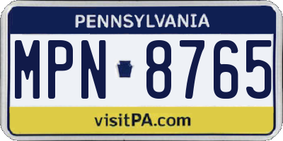 PA license plate MPN8765