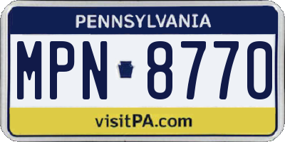 PA license plate MPN8770