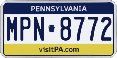 PA license plate MPN8772