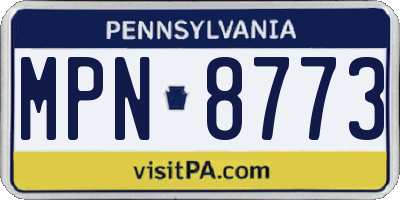 PA license plate MPN8773