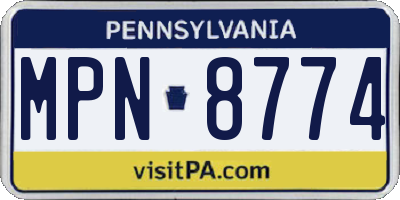 PA license plate MPN8774