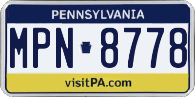 PA license plate MPN8778