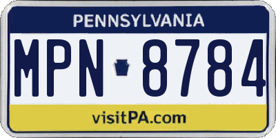PA license plate MPN8784
