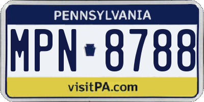 PA license plate MPN8788
