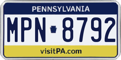 PA license plate MPN8792