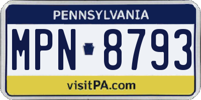 PA license plate MPN8793