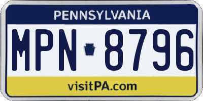 PA license plate MPN8796