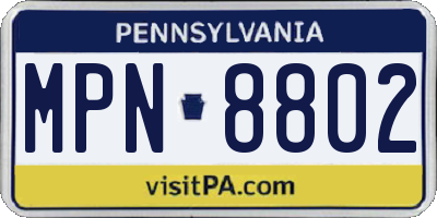 PA license plate MPN8802