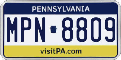 PA license plate MPN8809