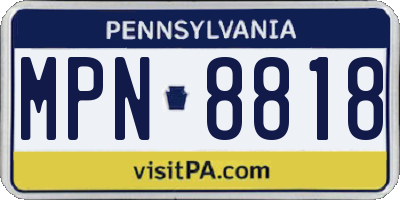PA license plate MPN8818