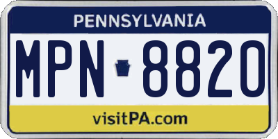 PA license plate MPN8820