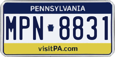 PA license plate MPN8831