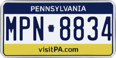 PA license plate MPN8834