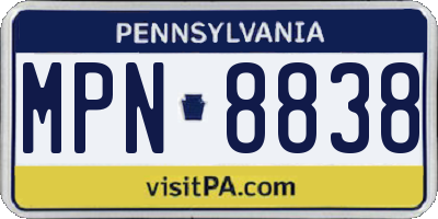 PA license plate MPN8838
