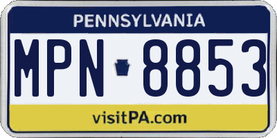 PA license plate MPN8853