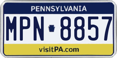PA license plate MPN8857
