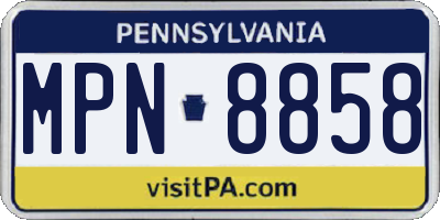 PA license plate MPN8858
