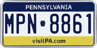 PA license plate MPN8861