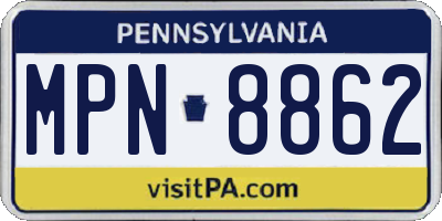 PA license plate MPN8862