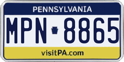 PA license plate MPN8865