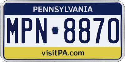 PA license plate MPN8870