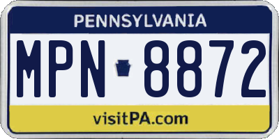 PA license plate MPN8872