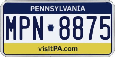 PA license plate MPN8875