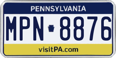 PA license plate MPN8876
