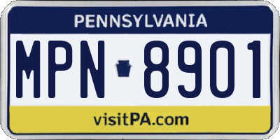 PA license plate MPN8901