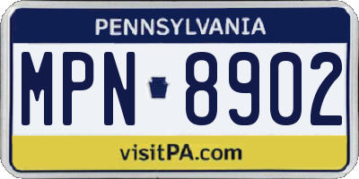 PA license plate MPN8902