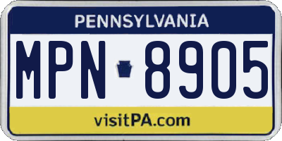 PA license plate MPN8905