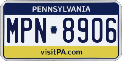 PA license plate MPN8906