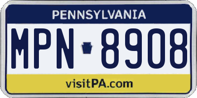 PA license plate MPN8908