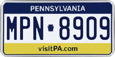 PA license plate MPN8909