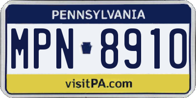 PA license plate MPN8910