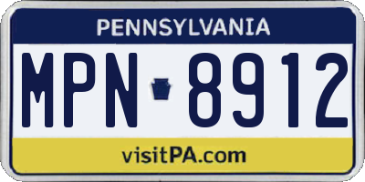 PA license plate MPN8912