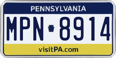 PA license plate MPN8914