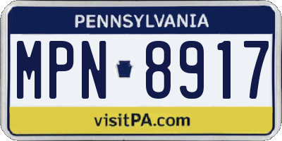 PA license plate MPN8917