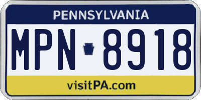 PA license plate MPN8918