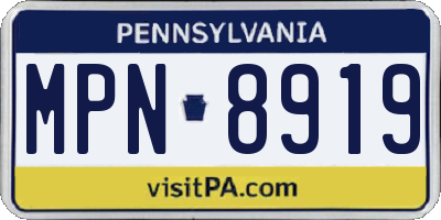 PA license plate MPN8919