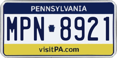 PA license plate MPN8921