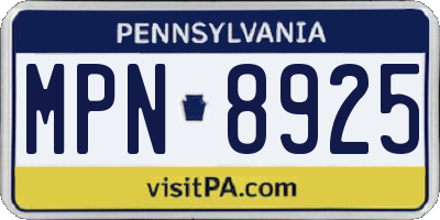 PA license plate MPN8925