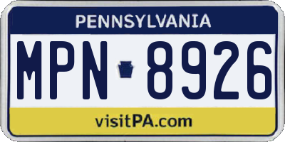 PA license plate MPN8926