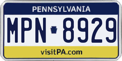 PA license plate MPN8929