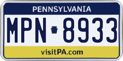 PA license plate MPN8933