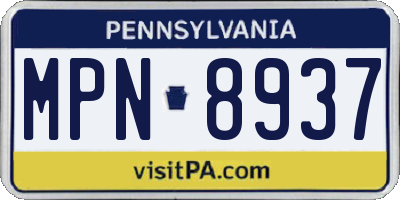 PA license plate MPN8937