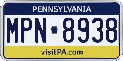 PA license plate MPN8938